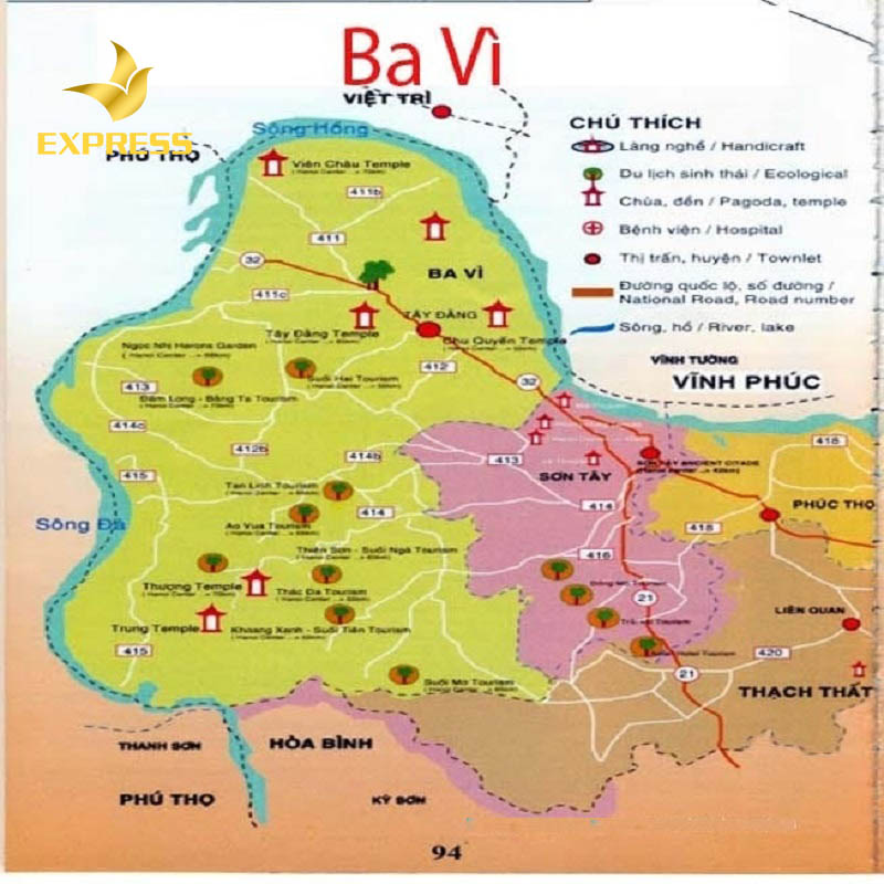 Bản đồ hành chính Ba Vì