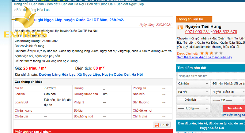 Giá đất ruộng tại Quốc Oai tăng mạnh theo từng ngày