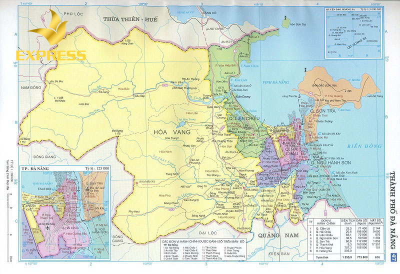Bản đồ hành chính thành phố Đà Nẵng