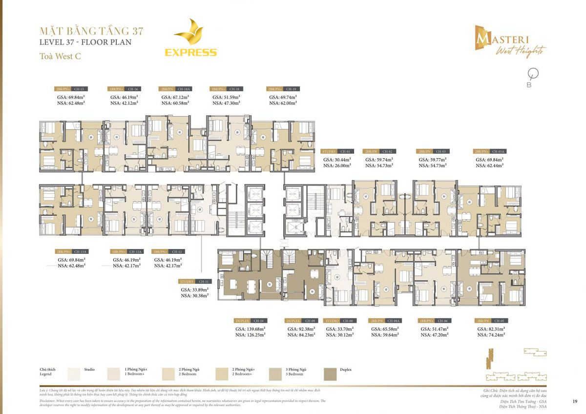 Chi tiết mặt bằng tầng 37 tòa Z Block C