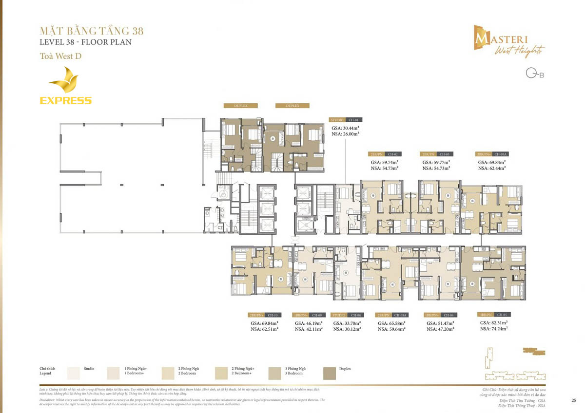 Chi tiết mặt bằng tầng 38 tòa Z Block D