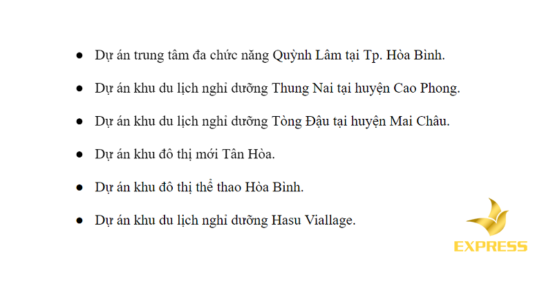 Một số dự án nổi bật tại Hòa Bình