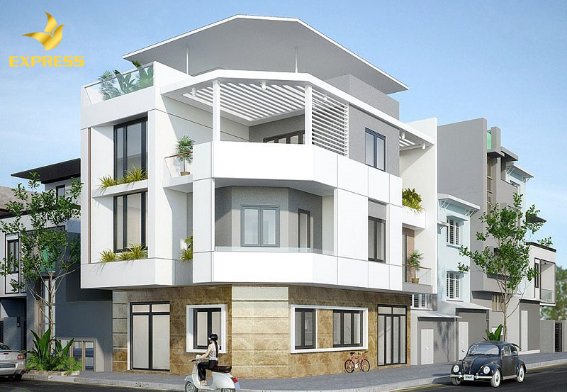 Phối cảnh nhà phố với 3 tầng có điểm nhấn