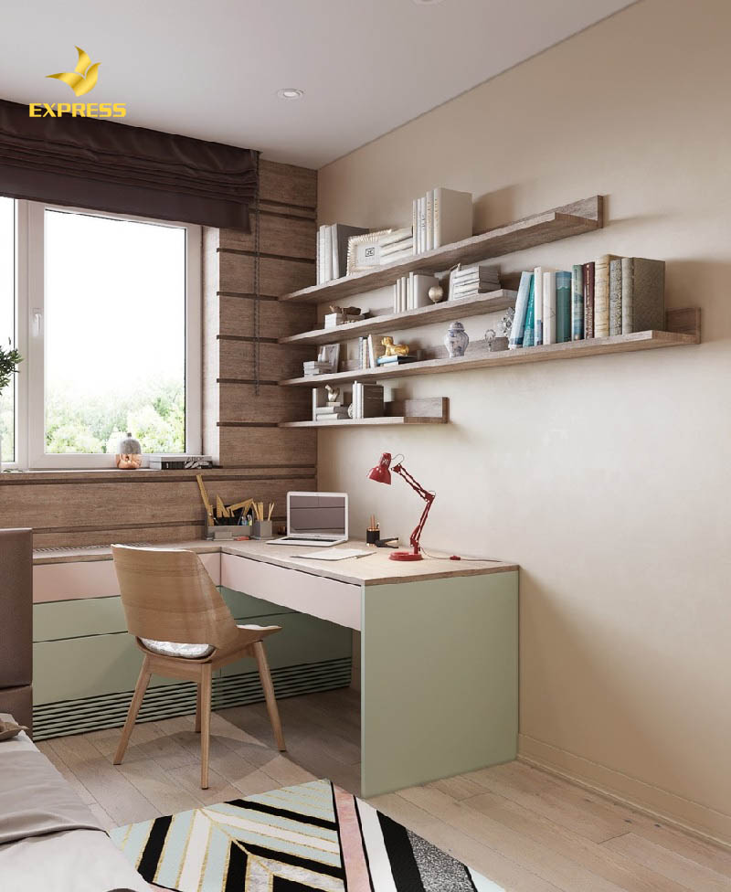 Chuyển đổi không gian trốn với bàn làm việc