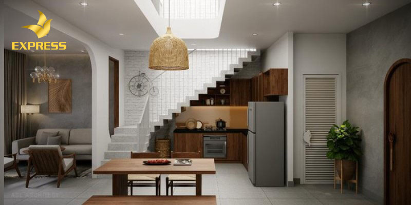 Giếng trời được thiết kế tại vị trí giữa nhà