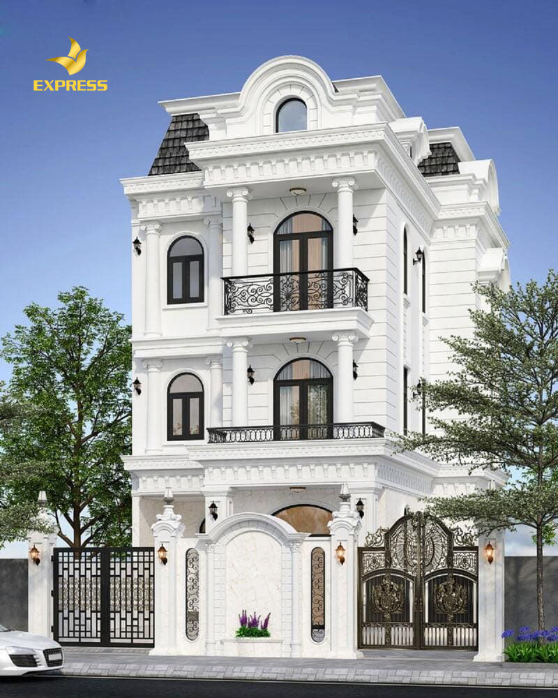 Những khách hàng có điều kiện kinh tế có thể chọn mẫu nhà tân cổ điển được thiết kế sang trọng và ấn tượng này