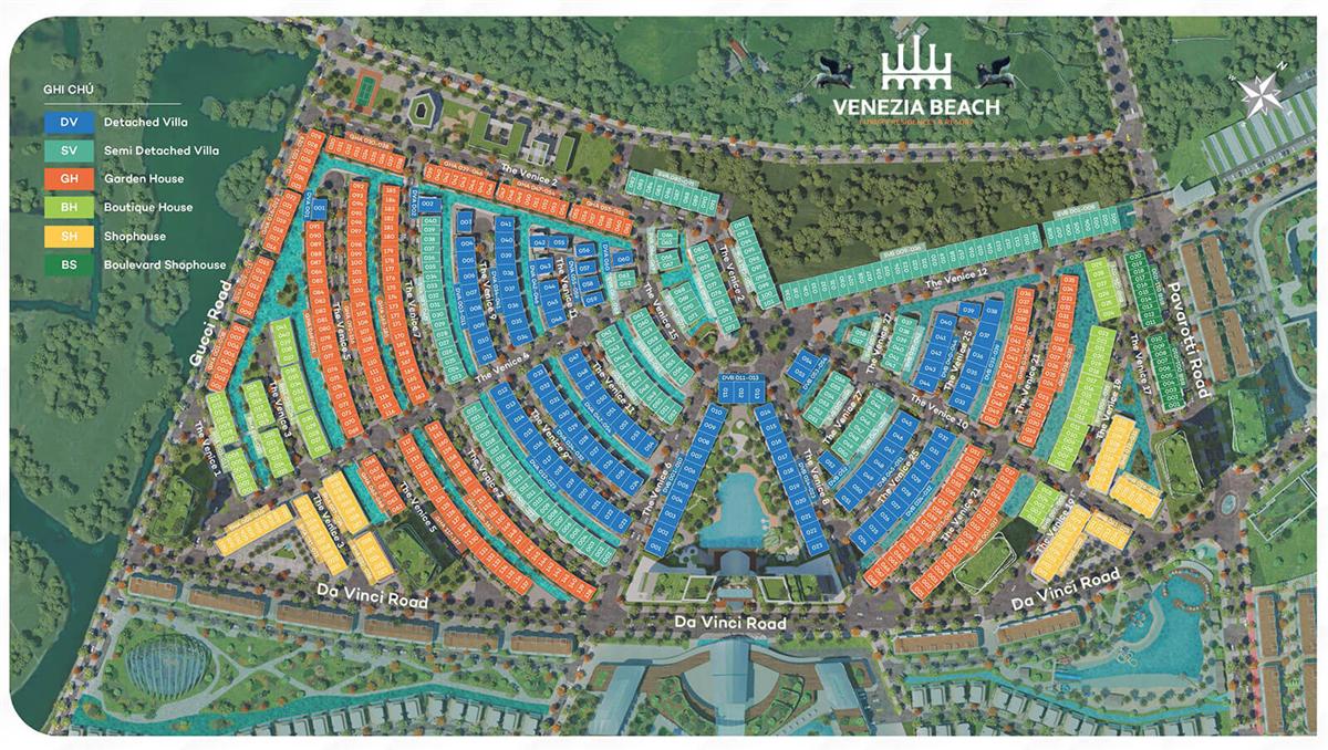 Mặt bằng bố trí sản phẩm tại dự án venezia beach 