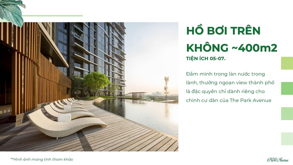 Hồ bơi trên không, diện tích 400m2