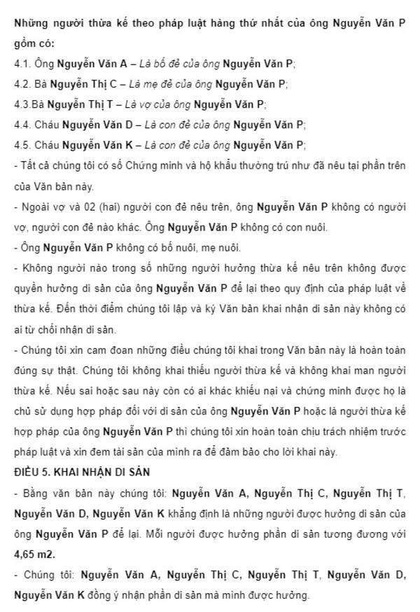 van ban khai nhan di san thua ke