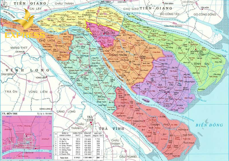 Bản đồ địa lý tỉnh Bến Tre