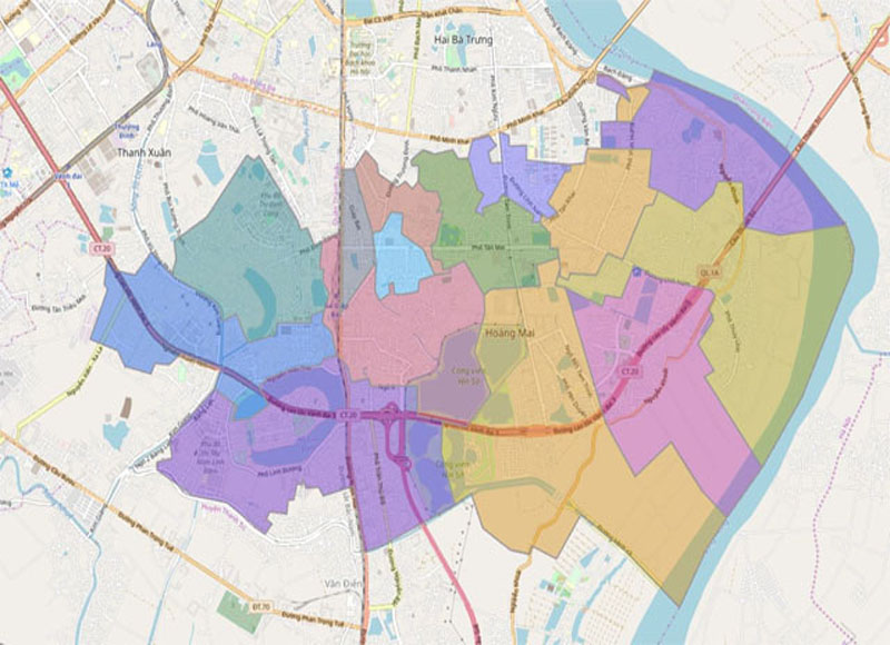 Bản đồ hành chính quận Hoàng Mai