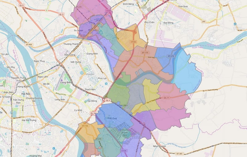 Bản đồ hành chính, quy hoạch huyện Gia Lâm