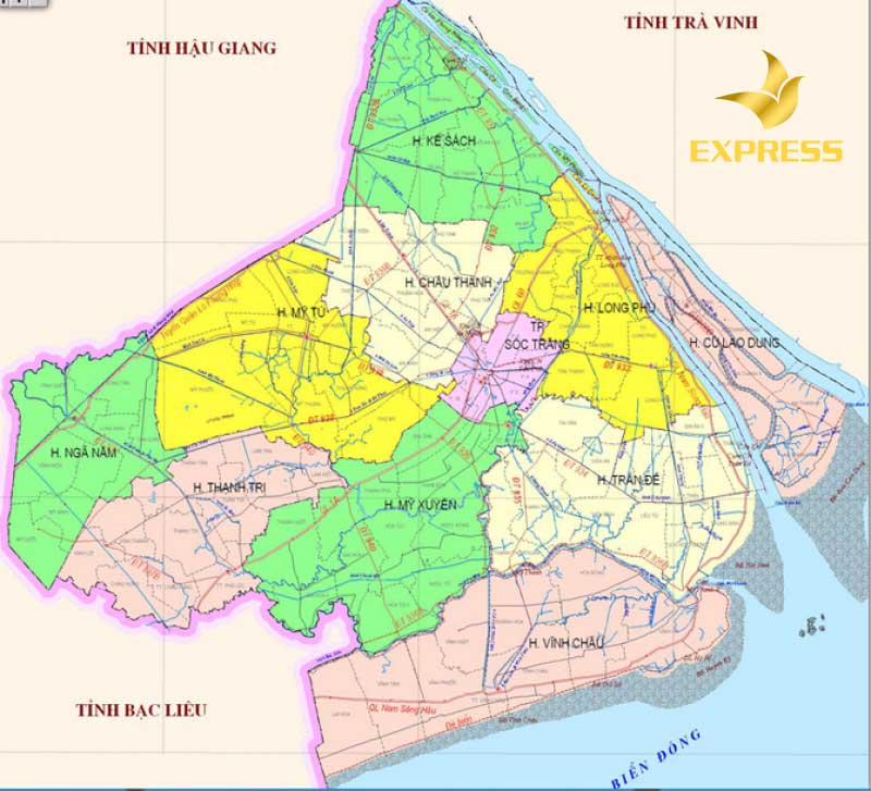 Bản đồ hành chính tỉnh Sóc Trăng