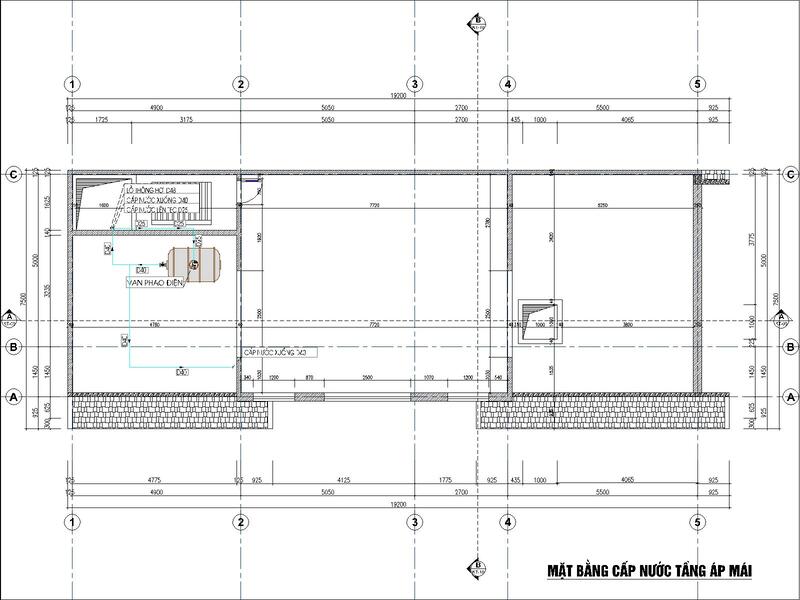 Bản vẽ mặt bằng cấp nước tầng áp mái