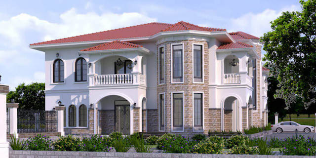 Biệt thự 2 tầng kiểu châu Âu có mái ngói ấn tượng