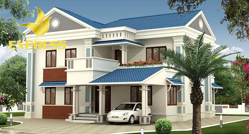 Biệt thự 2 tầng mái Thái hình chữ L