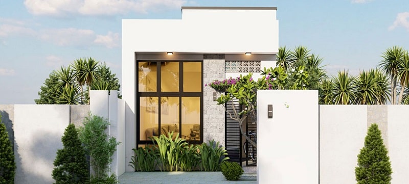 Căn nhà cấp 4 mái bằng nổi bật với nét thiết kế giữa thành thị đông đúc