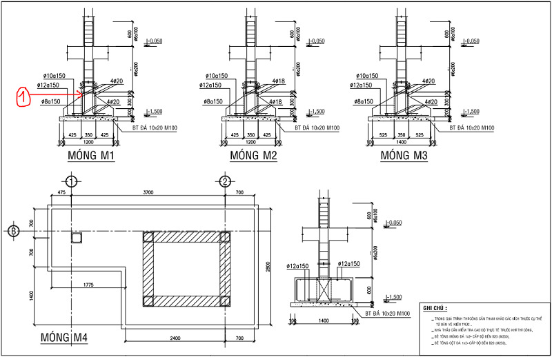 Chi tiết cấu trúc móng băng nhà 3 tầng tỉ mỉ và chi tiết