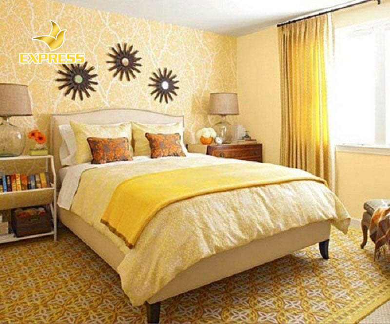 Có thể sử dụng gam màu vàng để sơn phòng ngủ đối với người thuộc mệnh kim