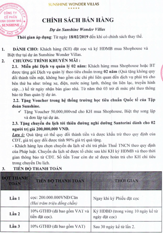 sunshine wonder villas