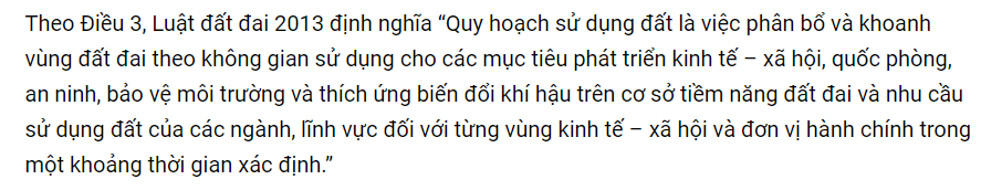 Định nghĩa về quy hoạch đất