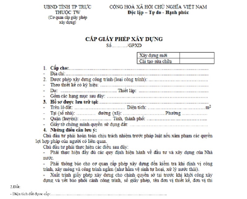 Đơn đề nghị sửa chữa nhà