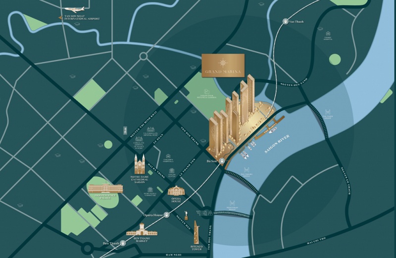 Grand Marina SaiGon sở hữu vị trí lý tưởng bên sông Sài Gòn