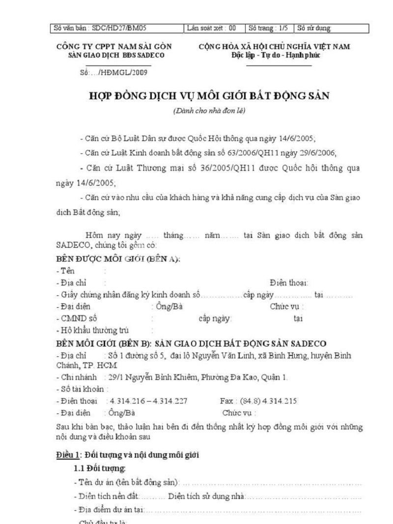 Hợp đồng môi giới nhà đất là gì?