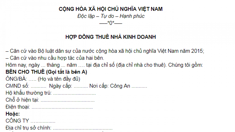 Hợp đồng thuê nhà kinh doanh là gì?