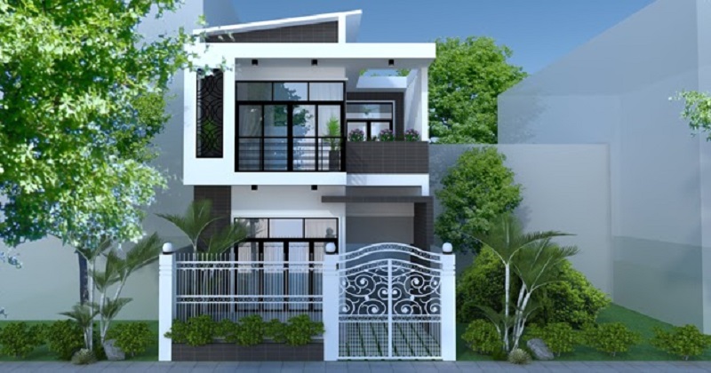 Không gian mặt tiền của mẫu nhà 2 tầng