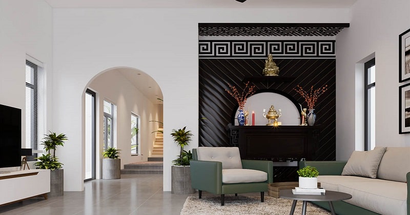 Không gian phòng thờ tôn nghiêm, trang trọng