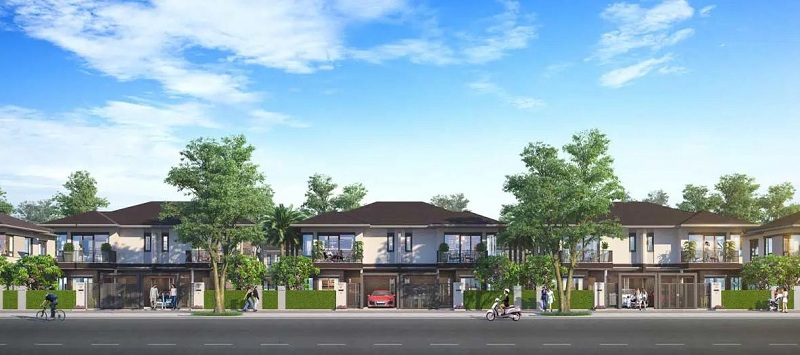 Kiến trúc biệt thự song lập dự án bao quanh thiên nhiên xanh thông thoáng