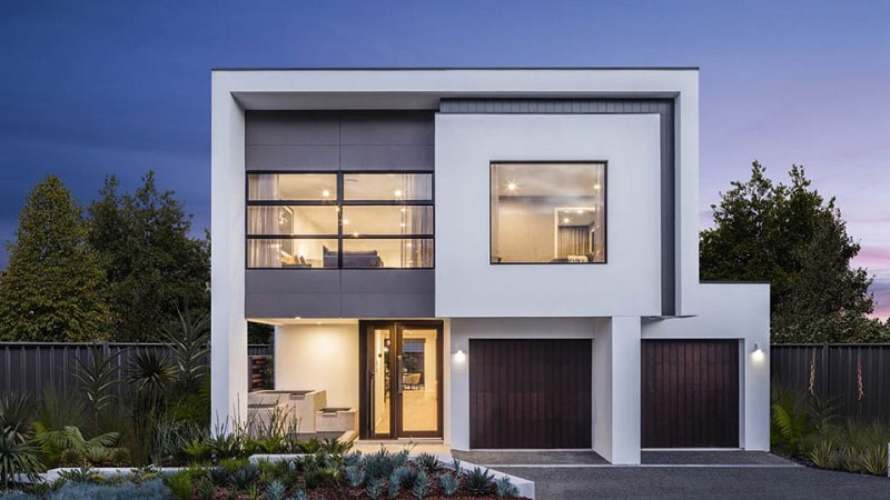 Kiểu xây nhà 2 tầng khối vuông đơn giản