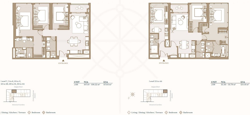 Mặt bằng căn hộ 3 phòng ngủ điển hình của dự án