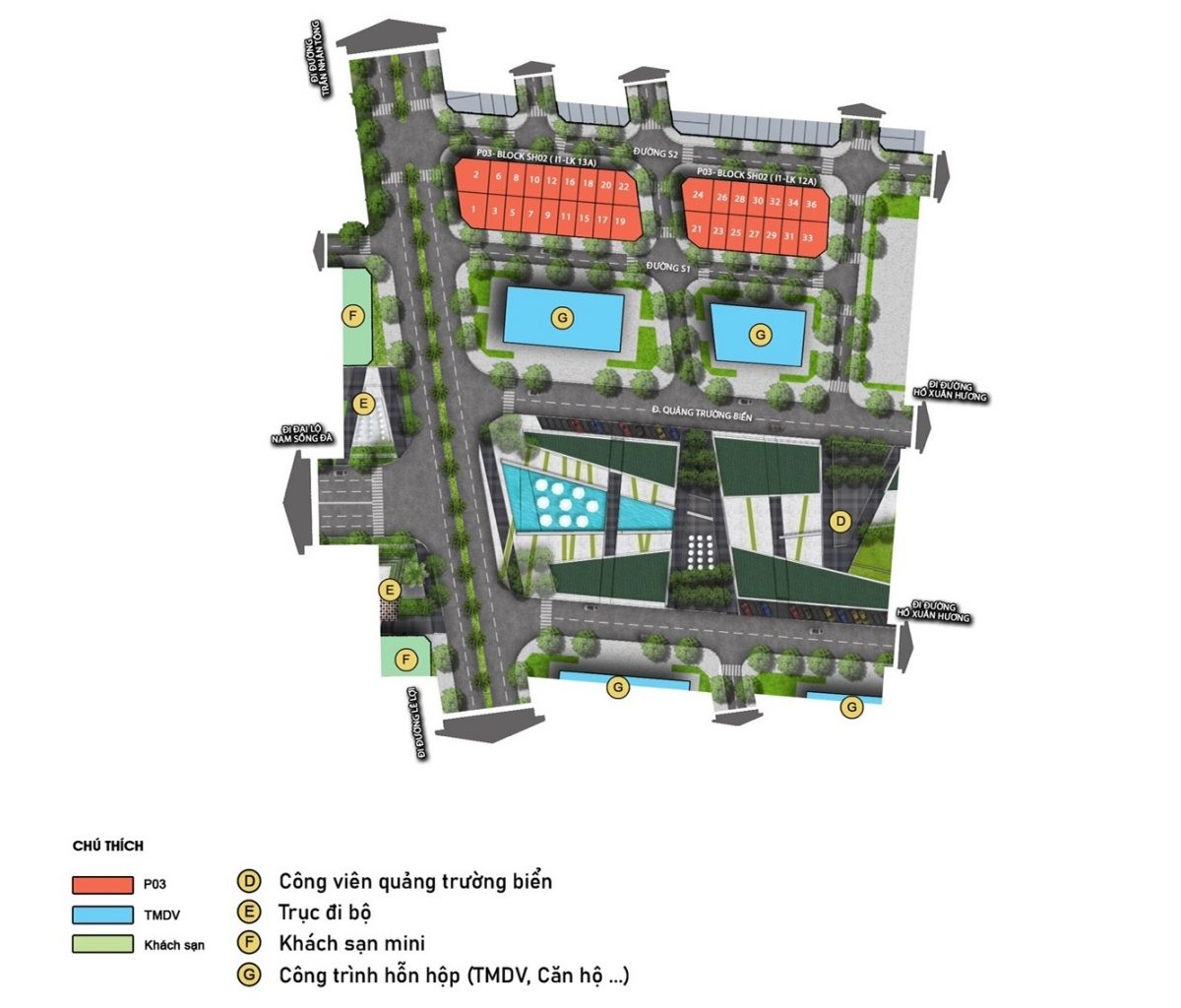 Mặt bằng chi tiết Phân khu Sapporo Sun Grand Boulevard