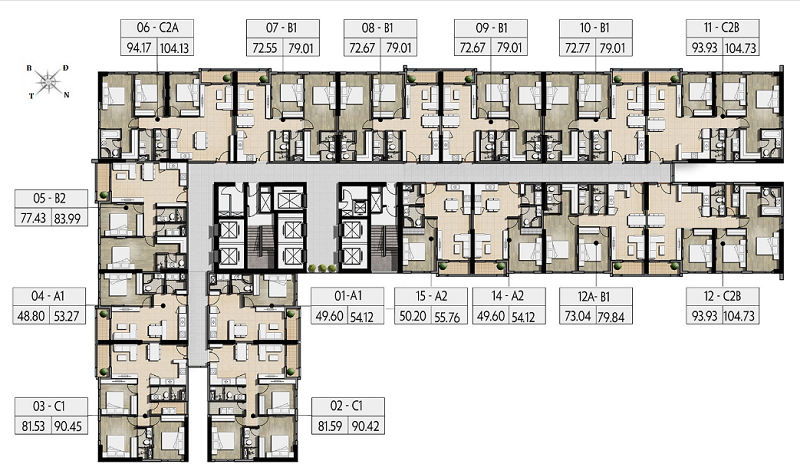 Mặt bằng chung cư hình chữ L