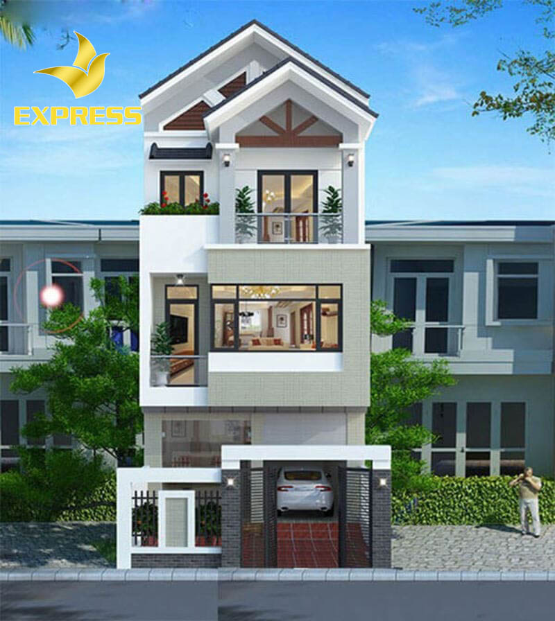 Mặt tiền nhà ống 3 tầng bắt mắt