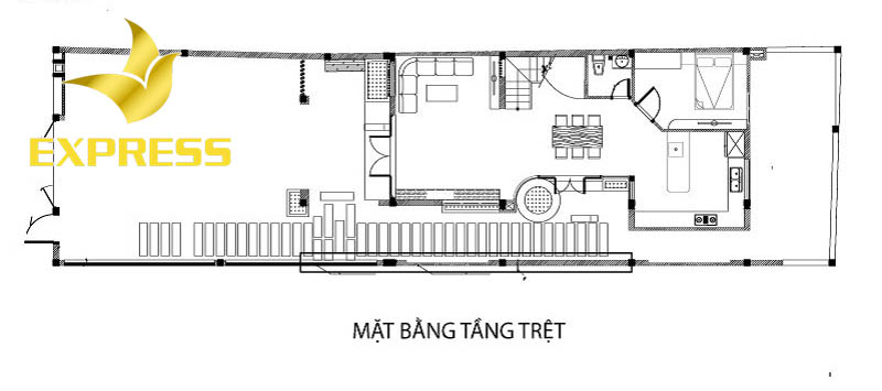 Mẫu bản vẽ tầng lầu cho kiểu nhà ống 2 tầng 1 tum