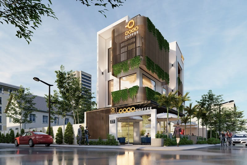 Mẫu nhà 1 trệt 2 lầu đẹp kết hợp kinh doanh và sinh hoạt riêng