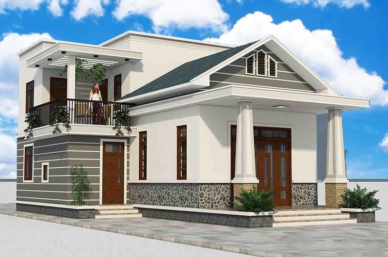 Mẫu nhà cấp 4 3 phòng ngủ mái thái có gác lửng