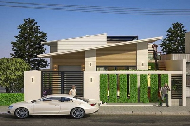 Mẫu nhà cấp 4 mái lệch hiện đại