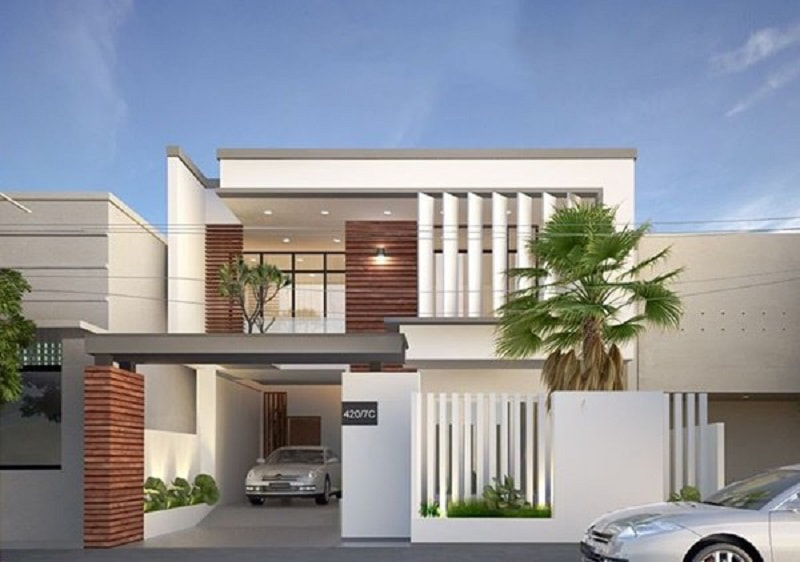 Mẫu nhà đẹp 2 tầng 5x20 mái bằng hiện nay