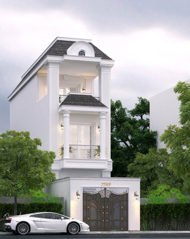 Mẫu nhà mặt tiền 3m theo phong cách Tân cổ điển