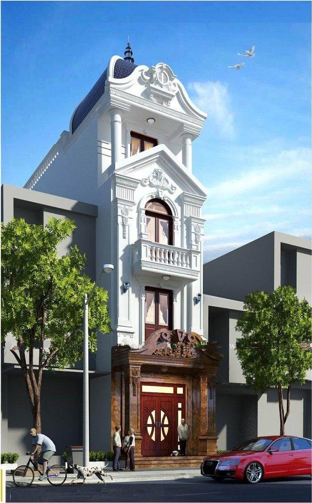 Mẫu nhà mặt tiền 3m với kiến trúc Pháp