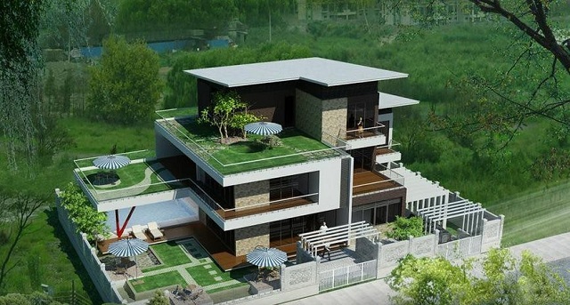 Mẫu nhà vườn mái bằng