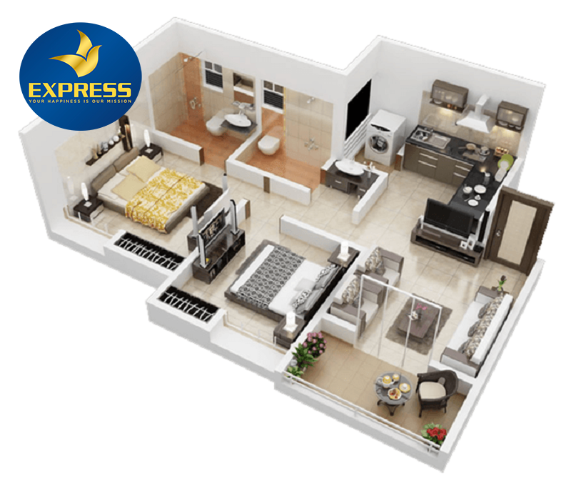 Mẫu thiết kế nhà ống 1 tầng 2 phòng ngủ sang trọng, hiện đại, đầy đủ công năng với diện tích nhỏ chỉ 70m2