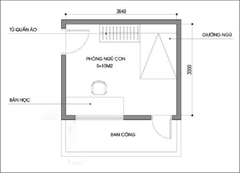 Mẫu thiết kế phòng ngủ nhỏ 10m2 cách 1