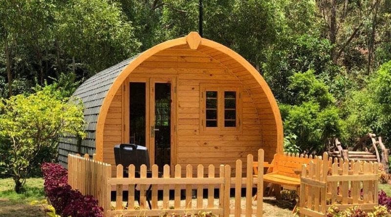 Nhà gỗ mini hình trụ không chiếm quá nhiều diện tích