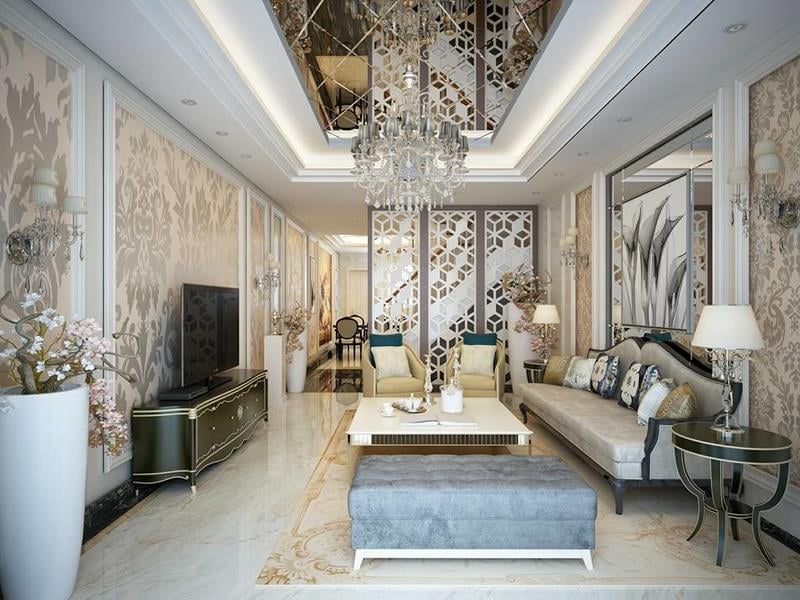 Nội thất bán cổ điển có nhiều đường nét cầu kỳ hơn