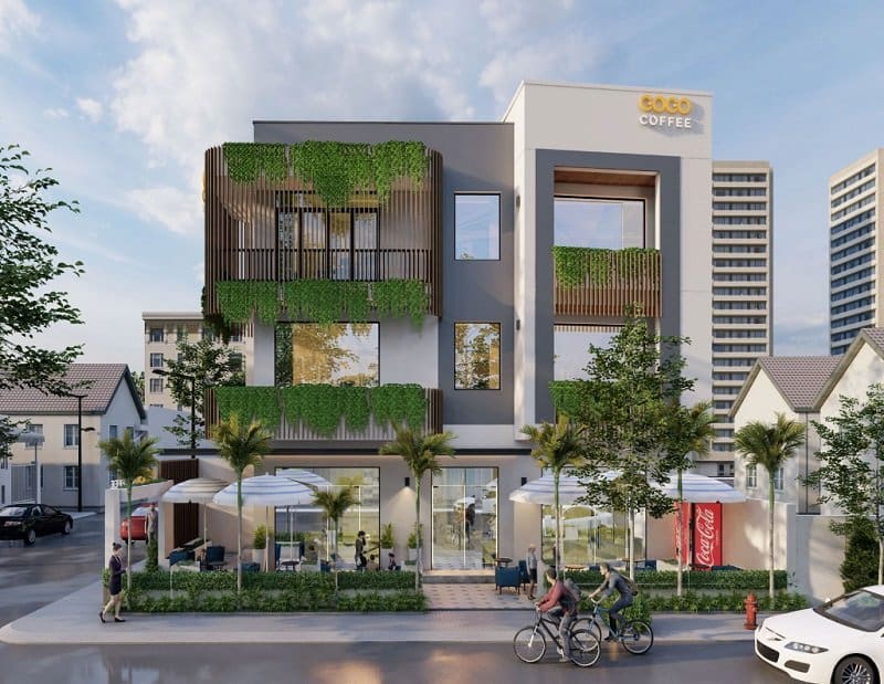 Phía ngoài căn nhà sở hữu hai mặt tiền và cách thiết kế hiện đại thu hút ánh nhìn